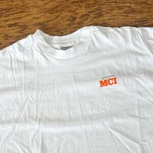 Vintage Hanes MCI Orange Logo White Crewneck T-Shirt XL